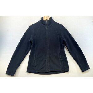 Lands End Womens Polartec Fleece Jacket Full Zip Size 6-8 Black